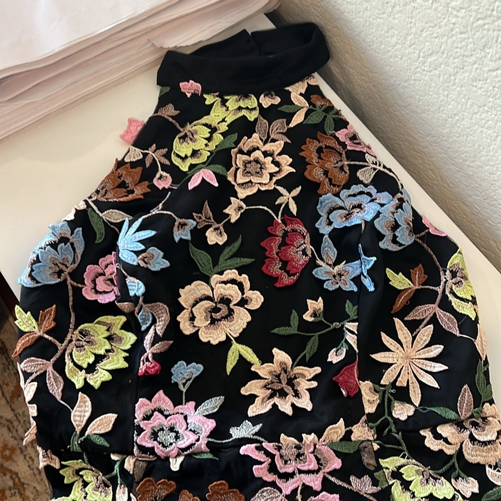 Lulu's Black Floral Embroidered Halter Maxi Dress - Picture 3 of 4